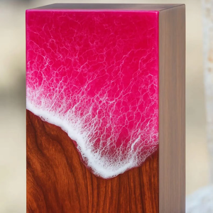 โกศเผาไม้และเรซินทำด้วยมือสีชมพูขี้เถ้ากล่องของชำร่วยสำหรับผู้ใหญ่ - Product Image 1