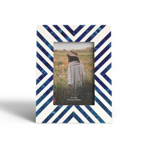 Marco de madera con diseño de incrustaciones de hueso antiguo, Marco azul cielo moderno hecho a mano para sala de estar, propósito decorativo por HF CRAFTS - Product Image 4