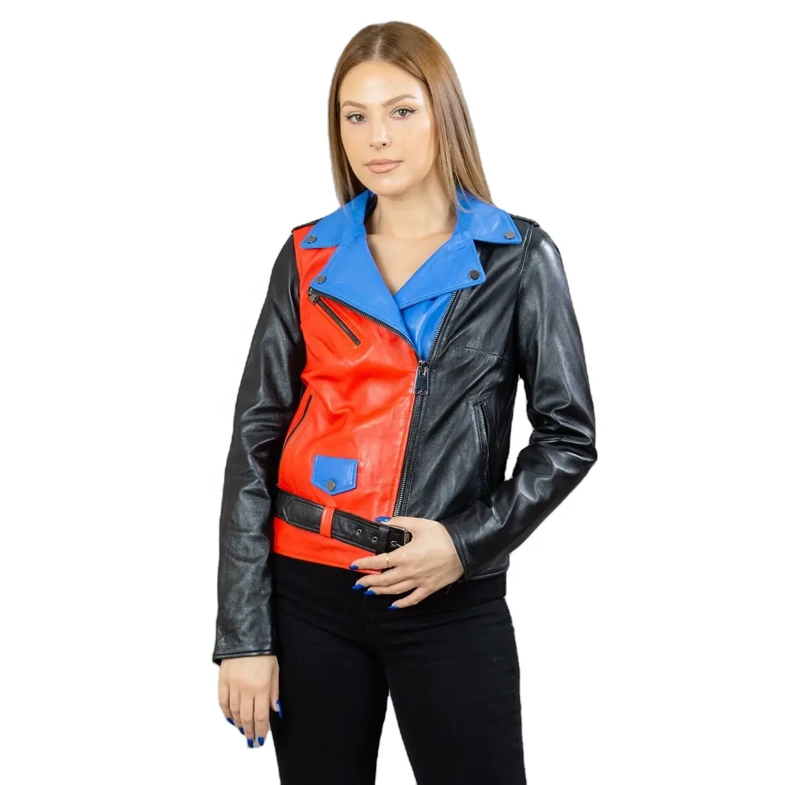 Customized High Quality Black Leather Women's Leather Jacket With Full Sleeves Women's Fashion Wear And Moto Bike Wear Jackets