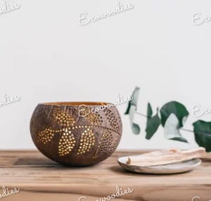 Ensemble cadeau artisanat fantaisie bol en noix de coco meilleur vendeur tasses en coquille de noix de coco naturelle vaisselle bol de service bols en bois pour les fêtes - Product Image 1