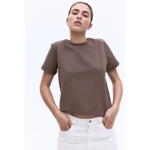 เสื้อยืดแขนครึ่งแขนสำหรับผู้หญิงแฟชั่นโอเวอร์ไซส์ทรงหลวมพอดีตัวทันสมัยเสื้อยืดเปล่า OEM/ODM ขายส่งจากบังคลาเทศ - Product Image 4