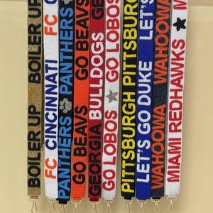 Sangle de sac à main en perles élastiques de couleur d'équipe personnalisée, vente en gros pour les événements sportifs, vente en gros de sangles de sac à main en perles pour le jour du match (quantité minimale de commande 20 pièces) - Product Image 2