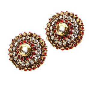 Boucles d'oreilles lustre mode Soha clous en pierre autrichienne rouge et blanche 1301913 - Product Image 1