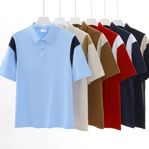 Polo de manga corta de verano para hombre, Camiseta de tejido de punto de algodón y poliéster, transpirable y con patrón sólido - Product Image 1