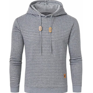 Sweat à capuche gaufré élégant pour hommes avec cordons de serrage à la mode Sweat-shirt en tricot texturé de qualité supérieure pour l'extérieur et les vêtements décontractés - Product Image 2