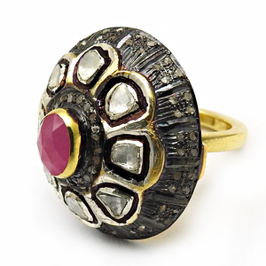 Increíble oro y chapado en rodio negro diamante rubí Vintage hecho a mano venta al por mayor 925 plata esterlina anillo personalizado regalo joyería - Product Image 2