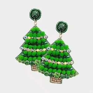 Abalorios bordados pendientes de gota elegante Navidad vacaciones moda joyería diseño por MD artesanía - Product Image 2