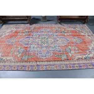 Alfombra Turca Vintage Grande de 5.4x9 pies, Alfombra de Lana Ikat Roja - Product Image 3