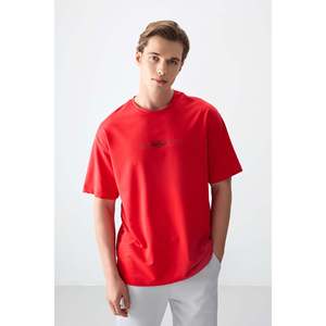 เสื้อยืดพิมพ์ลาย Fiesta ผ้าฝ้ายผสมเนื้อนุ่มทรงโอเวอร์ไซส์สำหรับผู้ชาย Air Jones - สวมใส่สบายสไตล์ลำลอง - Product Image 1