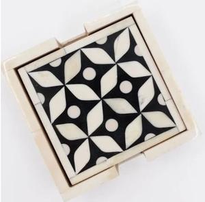 Juego de posavasos con incrustaciones de hueso para encimeras de cocina, diseño cuadrado, accesorios de mesa elegantes para la vida moderna, nogal - Product Image 3