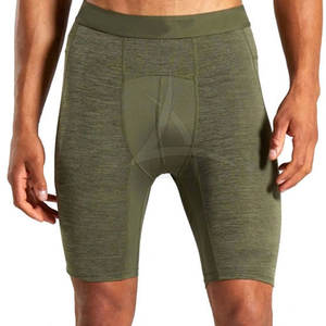 Shorts de compression mi-longue décontractés pour hommes, taille élastique, motif uni, pour la salle de sport, la course à pied, en spandex/polyester - Product Image 6
