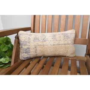 Beige Kilim Wool Pillow 8x16 Inch <b>Luxury</b> Rustic Fluffy Floral <b>Throw</b> <b>for</b> <b>Sofa</b> Bedding Portable Vintage Woven Patchwork Design - Product Image 1