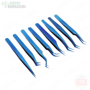 Pointe de fibre meilleure pince à épiler couleur bleue pince à épiler extension de cils acier inoxydable haute qualité pointu coudé droit incurvé - Product Image 2