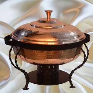 Chaffing Dish en métal au design de luxe, chauffe-plats en cuivre antique martelé et cuillère en acier inoxydable Chaffing Dish - Product Image 5