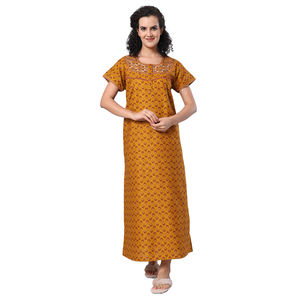 100% algodón hecho señoras ropa de noche para mujer ropa de dormir tejido largo vestido de noche del mejor fabricante del mundo - Product Image 1