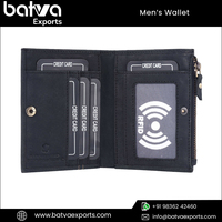 Dompet Pria Kulit Asli RFID Vintage Lipat Tiga Desain Jahitan Katun Panjang Pendek, Dapat Disesuaikan, Laris Manis