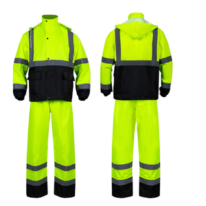 Combinaison de travail en polyester haute visibilité personnalisée en usine, vêtements de sécurité réfléchissants imperméables ANSI classe 3 EN classe 3 - Product Image 6