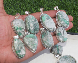 Colliers ethniques faits à la main en argent Sterling 925 avec pendentif fin en pierre précieuse Variscite naturelle, bijoux d'anniversaire de fiançailles-GRV - Product Image 4