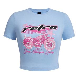 Camisetas transpirables para mujer, camisetas de algodón personalizadas, camisetas de talla grande para mujer, ropa de calle, corte lateral personalizado, cómodas - Product Image 1