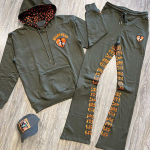 Vente en gros 100% coton pantalon de survêtement et sweat à capuche avec logo personnalisé ensemble de survêtement évasé unisexe pour hommes grande taille vêtements d'hiver - Product Image 5