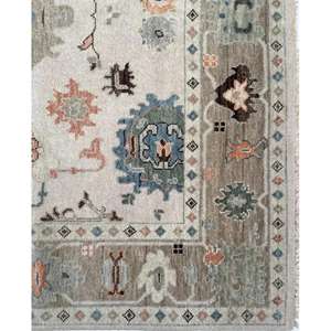 Alfombra de Lana Lavable de Alta Calidad, Anudada a Mano, Estilo Oushak, Antideslizante, Diseño Rectangular Tradicional Único para el Hogar, Simétrica, Color Cielo - Product Image 3