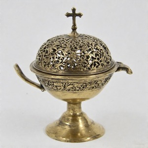 Bendito Aura, recipiente de incienso de latón antiguo, incensario, quemador de incienso de Iglesia Vintage para ambiente ceremonial y espiritual - Product Image 6