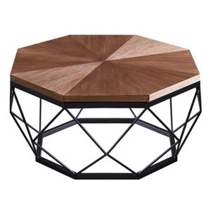 Table basse industrielle en bois brun NaturaI de haute qualité Cadre en fer meubles industriels tables de centre industrielles modernes - Product Image 5