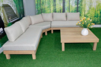 Elegante Conjunto de Sofá Esquinero en Forma de L de Acacia Ecológica, Hecho de Madera Resistente para Espacios Interiores y Exteriores Modernos