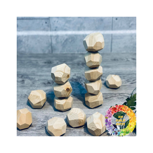 Juguete de roca de madera TUMI ISHI para práctica de equilibrio creativo y construcción de imaginación en espacios de aprendizaje sensorial de estilo Montessori - Product Image 1