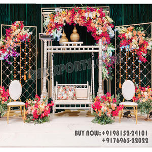 Musulmán Walima brazalete ceremonia escenario decoración Punjabi boda Mehndi escenario encantador Henna fiesta escenario decoración con arcos de Metal - Product Image 1