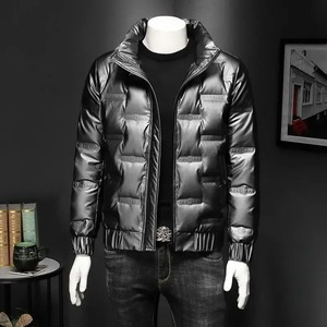 Chaqueta acolchada ligera para hombre, Abrigo acolchado cálido térmico de invierno con cuello levantado y cremallera, cortavientos impermeable de lona a prueba de viento - Product Image 5