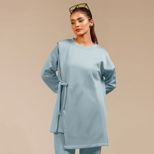 Tunique longue décontractée pour femme, style islamique, coupe ample, toucher doux, avec liens latéraux, idéale pour le quotidien – Vente en gros - Product Image 1