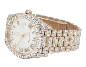 VVS Moissanite นาฬิกาข้อมือสไตล์หรูหราทำจากสเตนเลสสตีลกลไกอัตโนมัติแนวฮิปฮอปประดับเพชรสินค้าแฟชั่นจากอินเดีย - Product Image 2