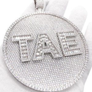 Colgante de Moissanita Auténtica Estilo Hip Hop, Joyería de Plata Esterlina con Letras Personalizadas, Medallón Redondo, Regalo para Aniversario - Product Image 3