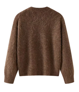 Sweat-shirt en mohair tendance, vêtements d'automne, pulls en mohair, col rond, qualité supérieure, moelleux, anti-rétrécissement, pull pour homme - Product Image 3
