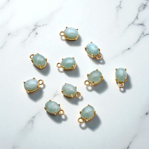 Breloque connecteur de pierres précieuses Amazonite ovale en plaqué or avec sertissage de broches et pierre à facettes pour la fabrication de bijoux - Product Image 1