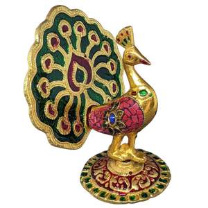 Commerçants instantanés Moderne Vintage Peacock Showpiece Fait à la main en laiton Meenakari Travail pour Noël But décoratif - Product Image 3