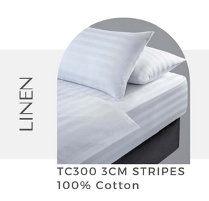 Juego de Ropa de Cama de Algodón 100% Blanco a Rayas de 3 cm |   60/1 Compacto Peinado |   Funda nórdica de 160x220 + Sábana de 180x280 + Funda de almohada de 50x70 - Product Image 2