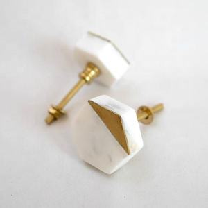 Boutons de meuble en agate de marbre hexagonale faits à la main en gros, poignées de tiroir en pierre naturelle, meubles polis, motif de style amour - Product Image 3