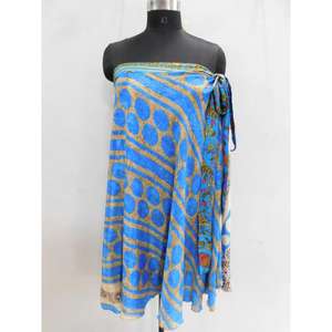 Indian Manufacturer Women's Soft <b>Silk</b> Reversible Vintage Style <b>Dress</b> Breathable Magic <b>Wrap</b> Skirts-Bulk Wholesale - Product Image 4