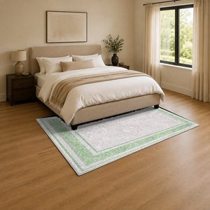 RUGS DEPOT LXDP-0347 Wholesale Ivory Cream Vintage Patchwork Digital Printed Machine Washable Chenille Area Rug Non <b>Slip</b> - Product Image 3