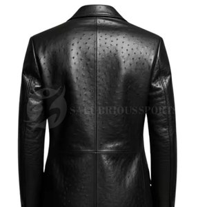 Classic <b>Men's</b> Leather Long Overcoat | Luxury Camel-<b>Filled</b> Winter <b>Jacket</b> Turtleneck Collar Breathable Customized Logo for - Product Image 3