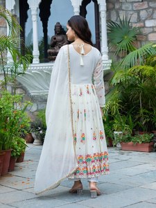 Robes de soirée - Tenues de soirée Salwar Kameez Broderie de sequins Travail de broderie Soie brodée FATEMA FASHION Séchage rapide Toutes saisons - Product Image 5