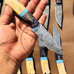 มีดล่าสัตว์แบบใบตาย ด้ามไม้ Pakka ผลิตตามสั่ง (OEM) ขายส่ง B2B มีด AR ทำมือ เหล็กดามัสกัส สำหรับกิจกรรมกลางแจ้ง แคมป์ปิ้ง ระดับอุตสาหกรรม - Product Image 2