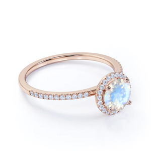 Arco Iris piedra lunar sólida plata esterlina 925 chapado en oro rosa mujeres boda compromiso Día de San Valentín joyería fina al por mayor a granel - Product Image 2