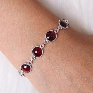 Joyería para mujer pulsera de estilo bohemio de plata joyería 925 plata esterlina granate piedra preciosa tendencia pulsera hecha a mano regalo para - Product Image 4