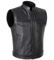 Gilet en cuir d'agneau véritable pour homme de haute qualité, col montant, personnalisable OEM, séchage rapide, motif dessin animé, vente en gros