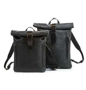 Sac à dos roll top en cuir minimaliste style vintage pour homme LRTB-0087 étanche pour les voyages d'affaires ordinateur portable cuir véritable - Product Image 2