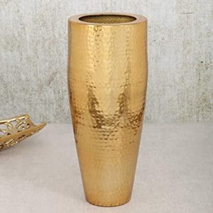 Florero de aluminio fundido de Metal con forma de cilindro, jarrones con acabado dorado brillante de diseño moderno para la decoración de la boda de la oficina en el hogar - Product Image 4
