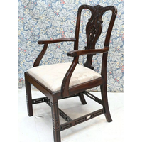 Chaise de salle à manger ergonomique Chippendale en bois de mahogany massif, revêtement en velours de haute qualité pour usage intérieur